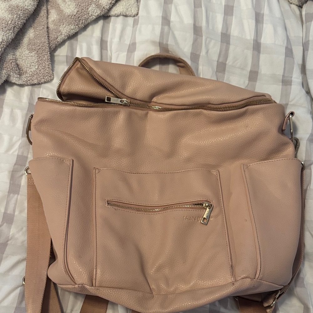 Fawn Design Blush Pink Leather Diaper Backpack